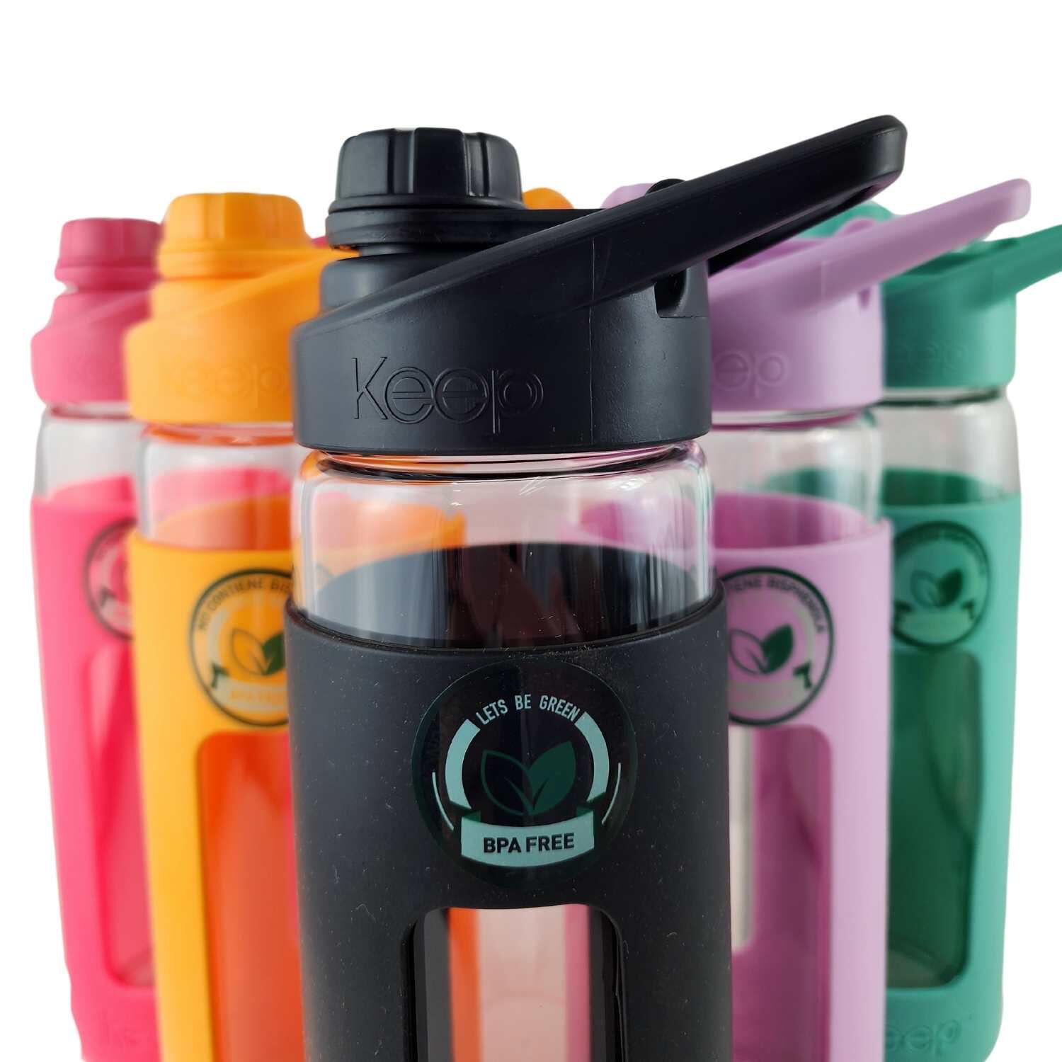 Botella Keep 470ml Vidrio Protector Agua Deportes Outdoor Negro image number 9.0