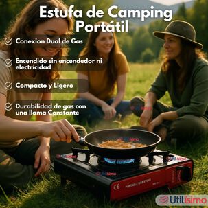 Cocina Port&aacute;til Cocinilla Camping + Kit De Instalaci&oacute;n Y Lata De Gas