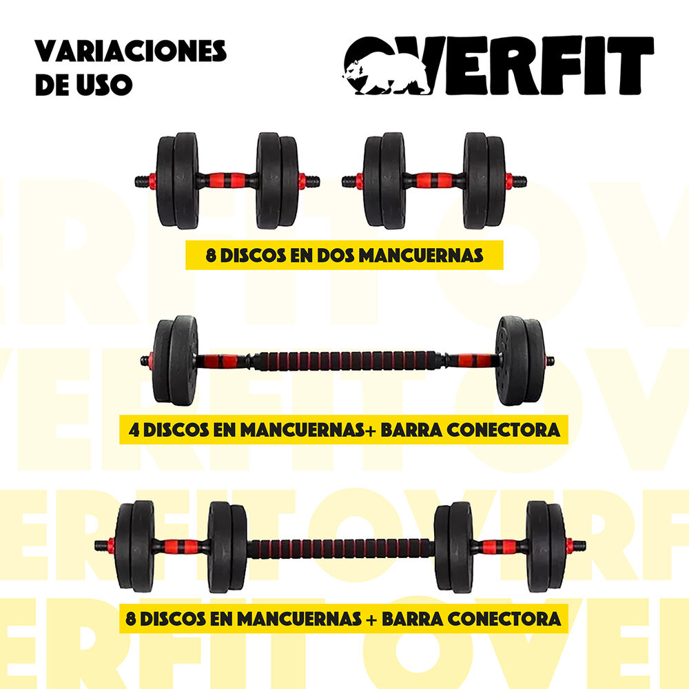 Set Mancuernas Y Barra Unibles 15kg Fitness Pesas Ajustables image number 4.0