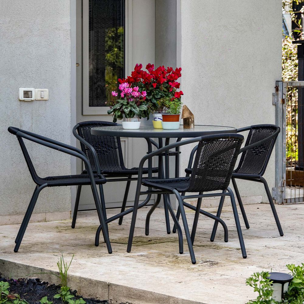 Set Terraza Maceio 4 Sillas + Mesa Vidrio 80x70 Cm Negro image number 1.0