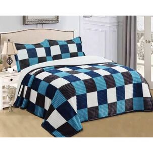 Manta Frazada T&eacute;rmica Chiporro Fundas Almohada 2 Plazas. Color Azul