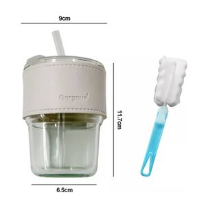 Taza De Vidrio Con Bombilla Transparente Y Cepillo Limpieza