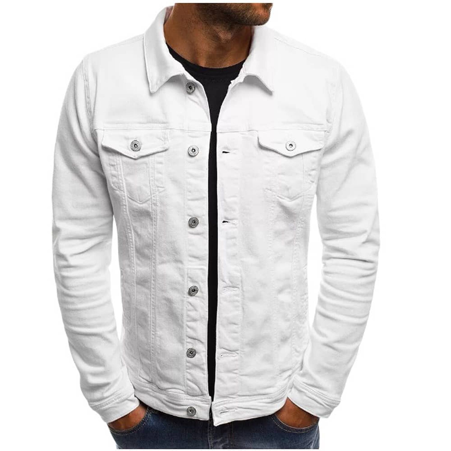 Chaqueta Denim Mezclilla Blanca Hombre image number 0.0