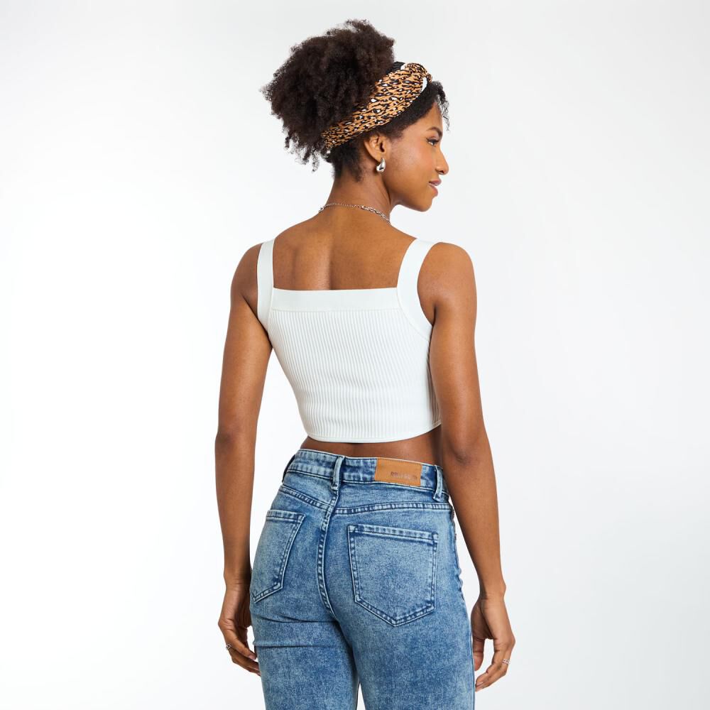 Polera Crop Basta En V Sin Mangas Cuello Recto Mujer Rolly Go image number 3.0