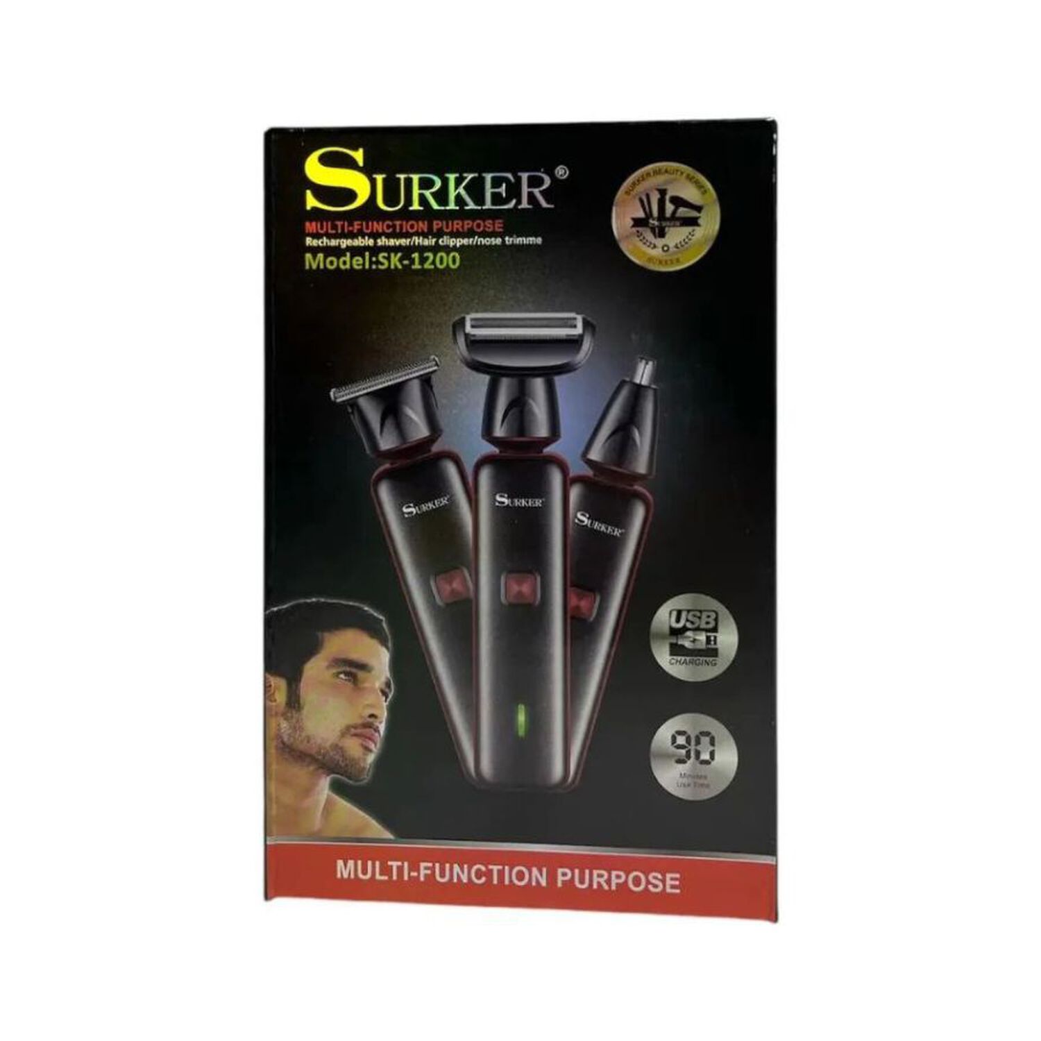 Afeitadora Cortadora Pelo Barba Nariz 3 En 1 Surker Sk-1200 image number 1.0