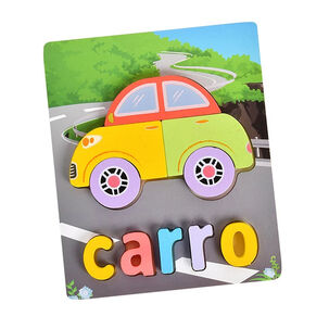Puzzle Encaje Madera Letra Dibujo Rompecabeza Didactico Ni&ntilde;o