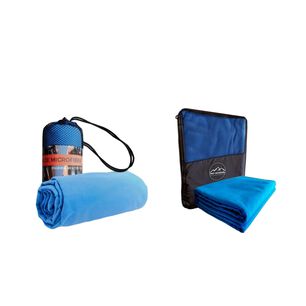 Pack Toallon Y Toalla Microfibra Suede Azul