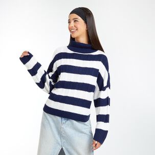 Sweater Listado Manga Larga Cuello Alto Beatle Mujer Freedom