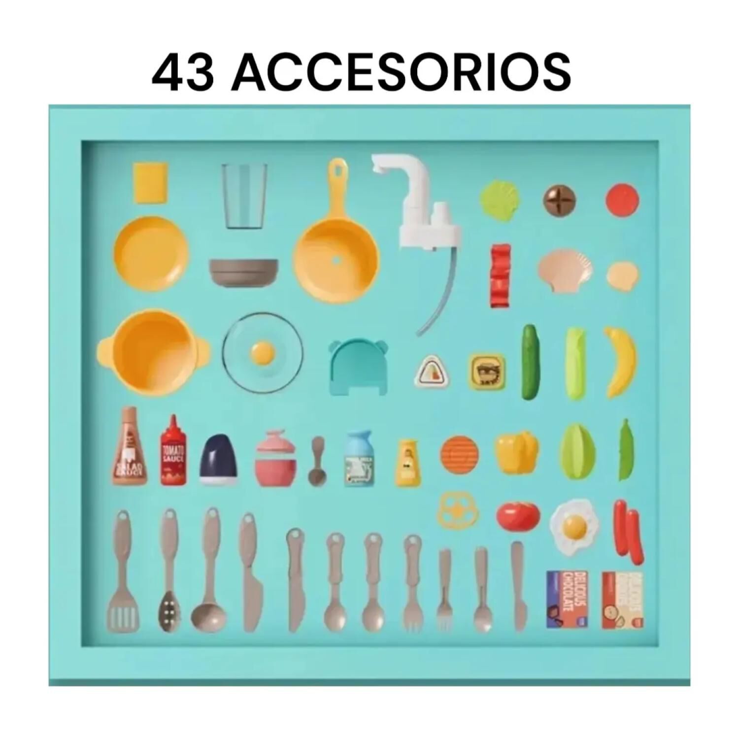 Juguete Set Cocina 43 Piezas 63cm Luz Sonido Azul Infantil image number 3.0
