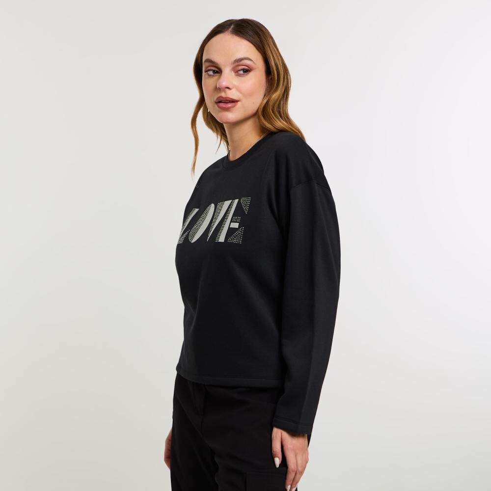 Polerón Estampado Aplicación Folia Y Strass Cuello Redondo Mujer Kimera image number 2.0