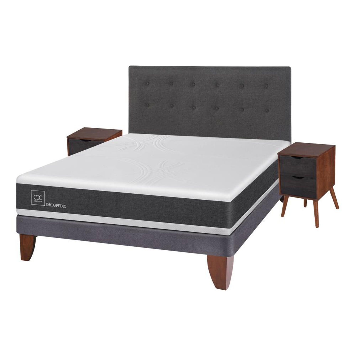 Cama Europea Cic New Ortopedic / 2 Plazas / Base Normal  + Set De Maderas image number 1.0