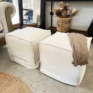 Set De 2 Pouf De Ecocuero Cuadrado 45x45cm
