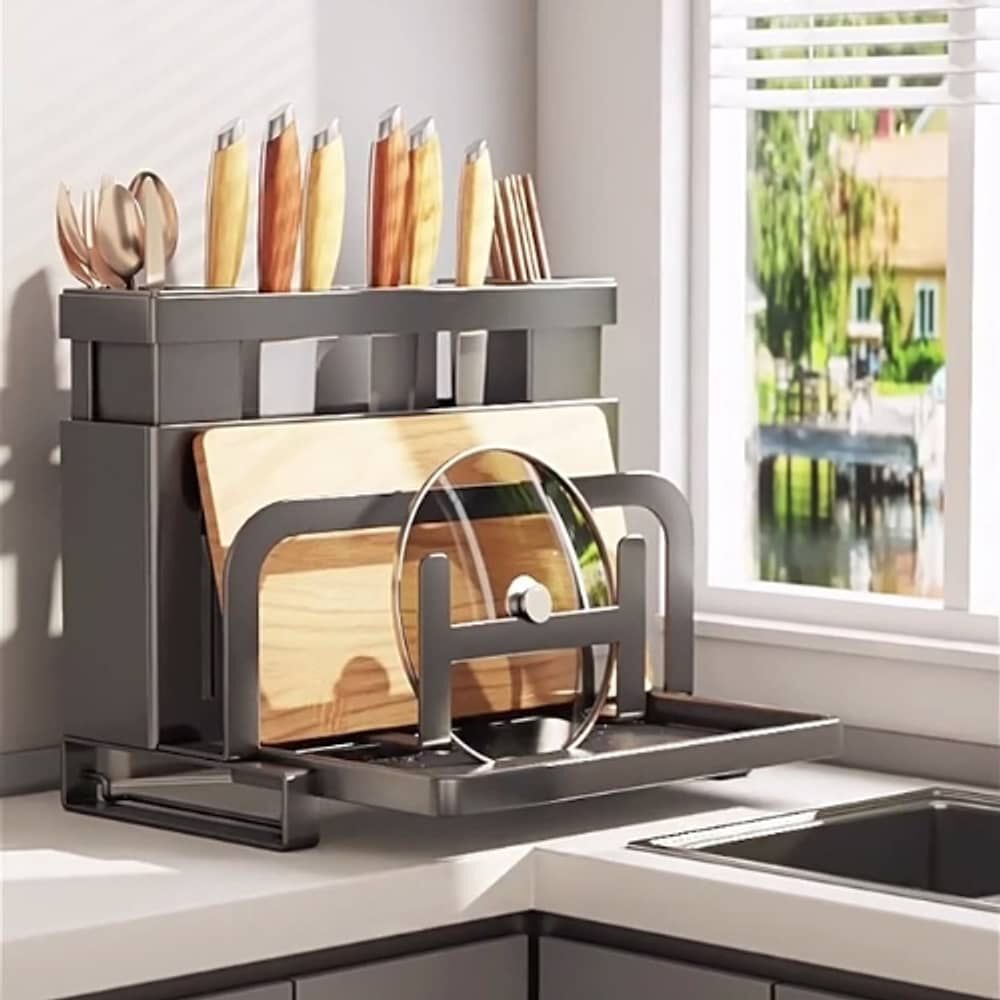 Organizador De Cubiertos Estante Escurridor Tabla De Cortar image number 4.0