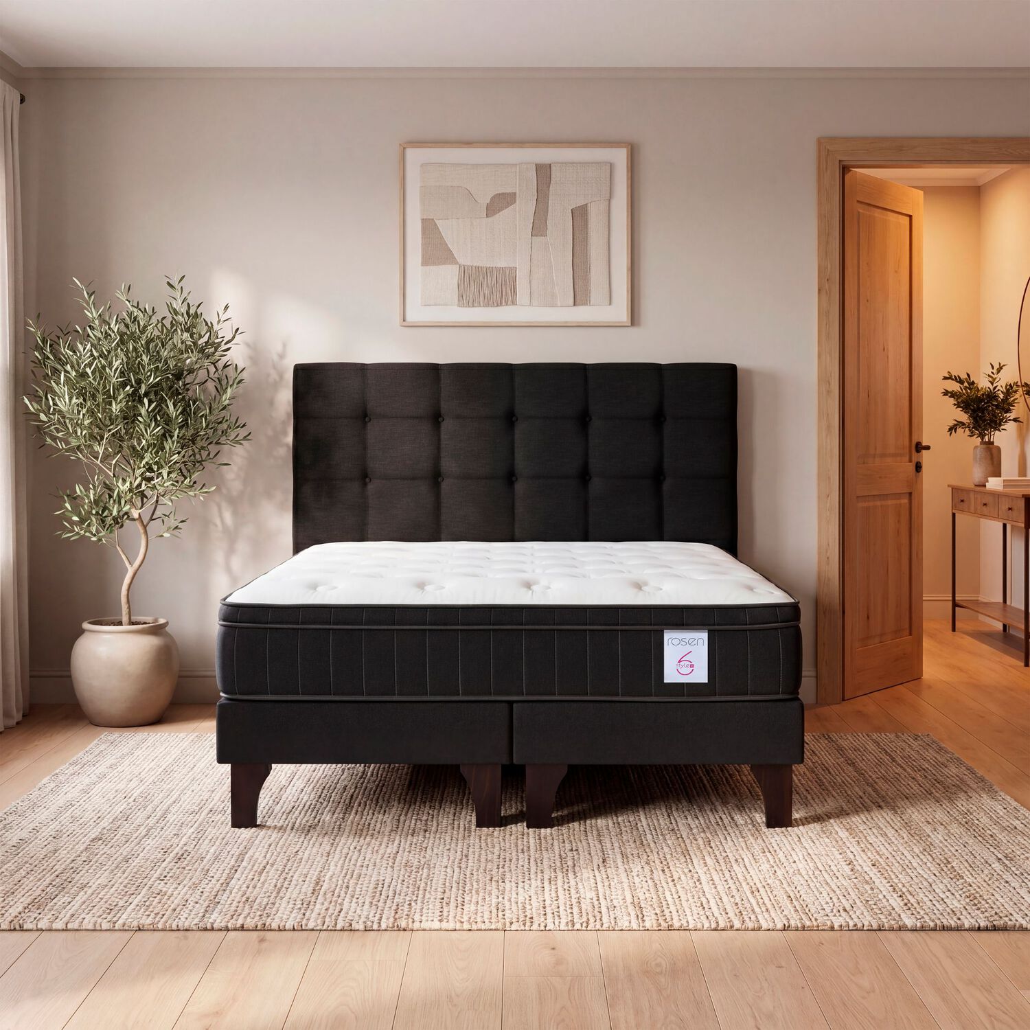 Cama Europea Rosen New Style 6 Plus + Respaldo Issey / King / Base Dividida + Respaldo image number 6.0