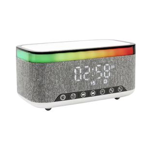Radio Reloj Despertador Lcd Carga Inalambrica Gris 9673 Mlab