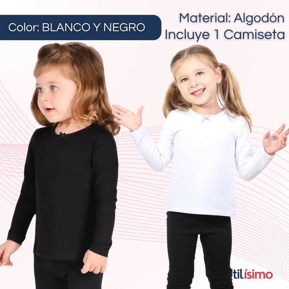 Camiseta Algod&oacute;n Manga Larga Polera Ni&ntilde;a Primera Capa Negra image number 1.0