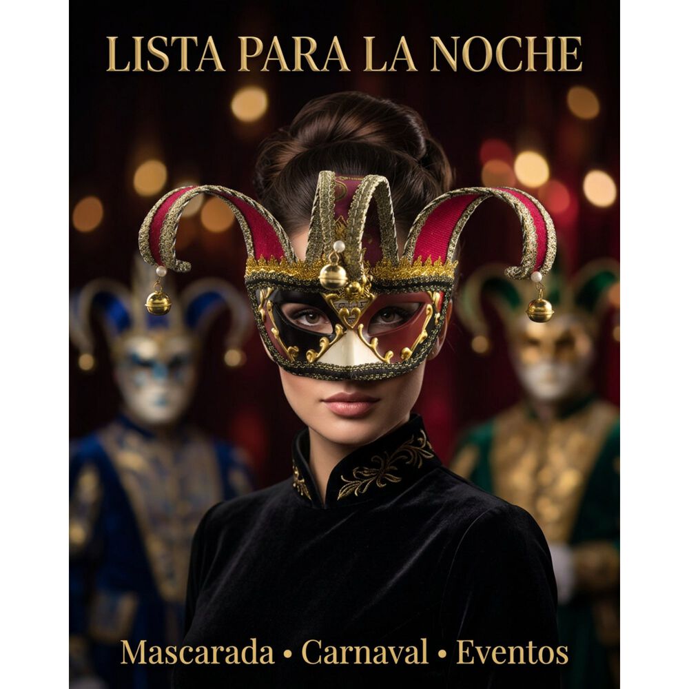 M&aacute;scara Buf&oacute;n Unisex Con Cascabeles Para Fiesta image number 29.0