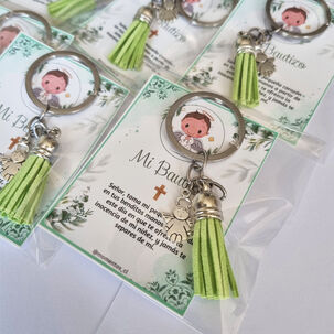 Encintados Recuerdos Bautizo 12 Llaveros + Tarjetas Bautismo