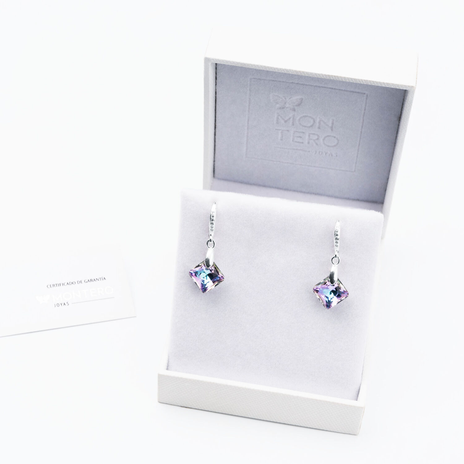 Aros Cristina Plata Italiana 925 Y Cristales Genuinos Vitral Light image number 2.0