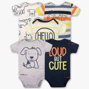 Pack 5 Bodys Ni&ntilde;o Manga Corta Tedmimak 100% Algod&oacute;n Loud But Cute