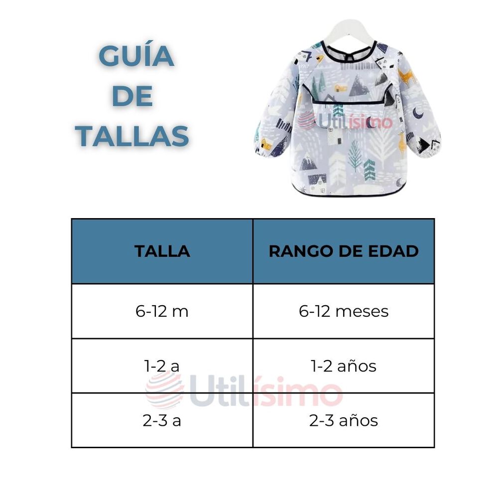 Pack 6 Babero Delantal Impermeable Manga Larga Bebe Y Niño image number 2.0