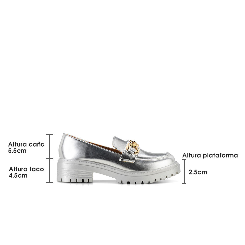 Zapato Taco Casual Eco Cuero Mujer Plateado Weide Jn20 image number 4.0