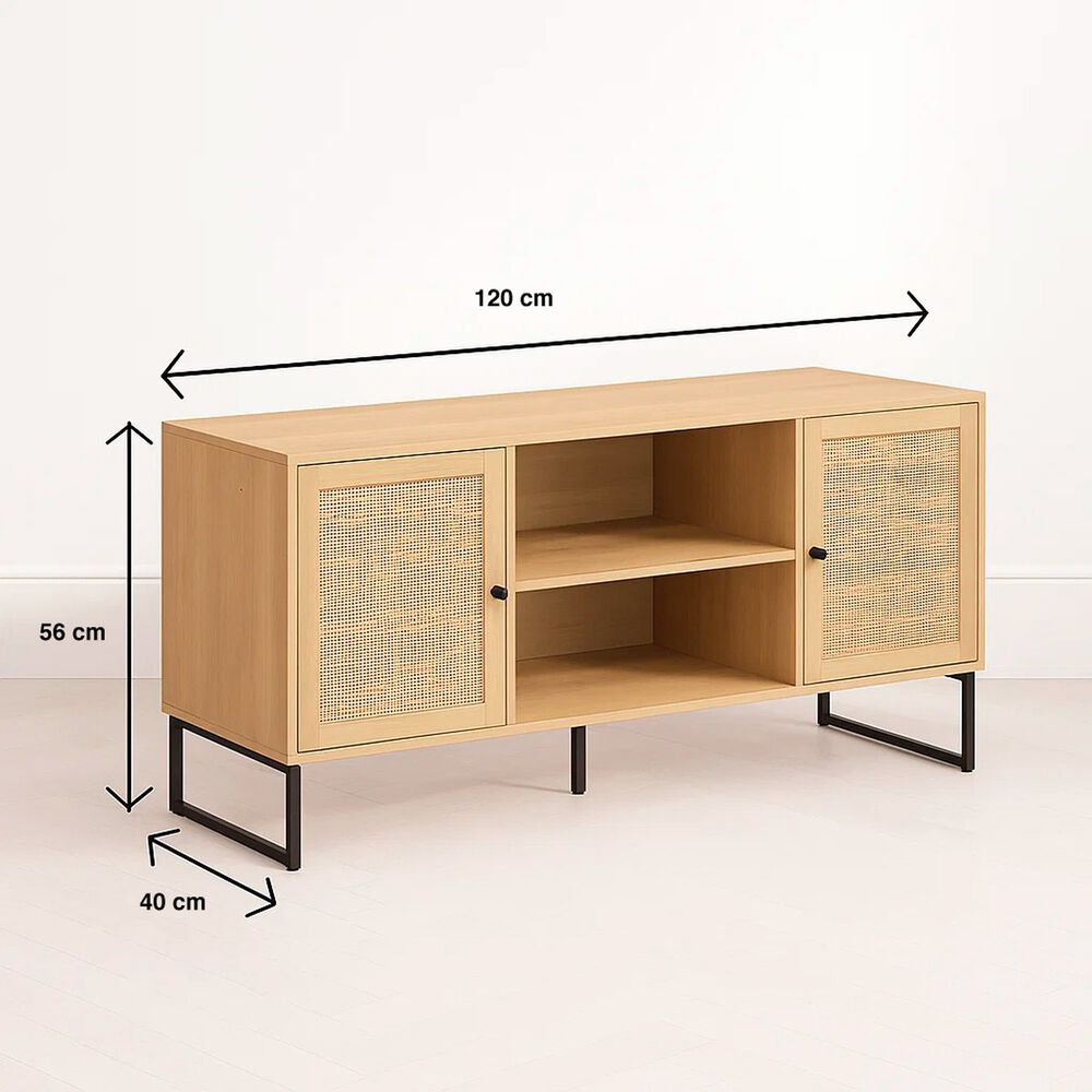 Rack De Tv O Buffet Rattan Rustico Dos Puertas image number 3.0