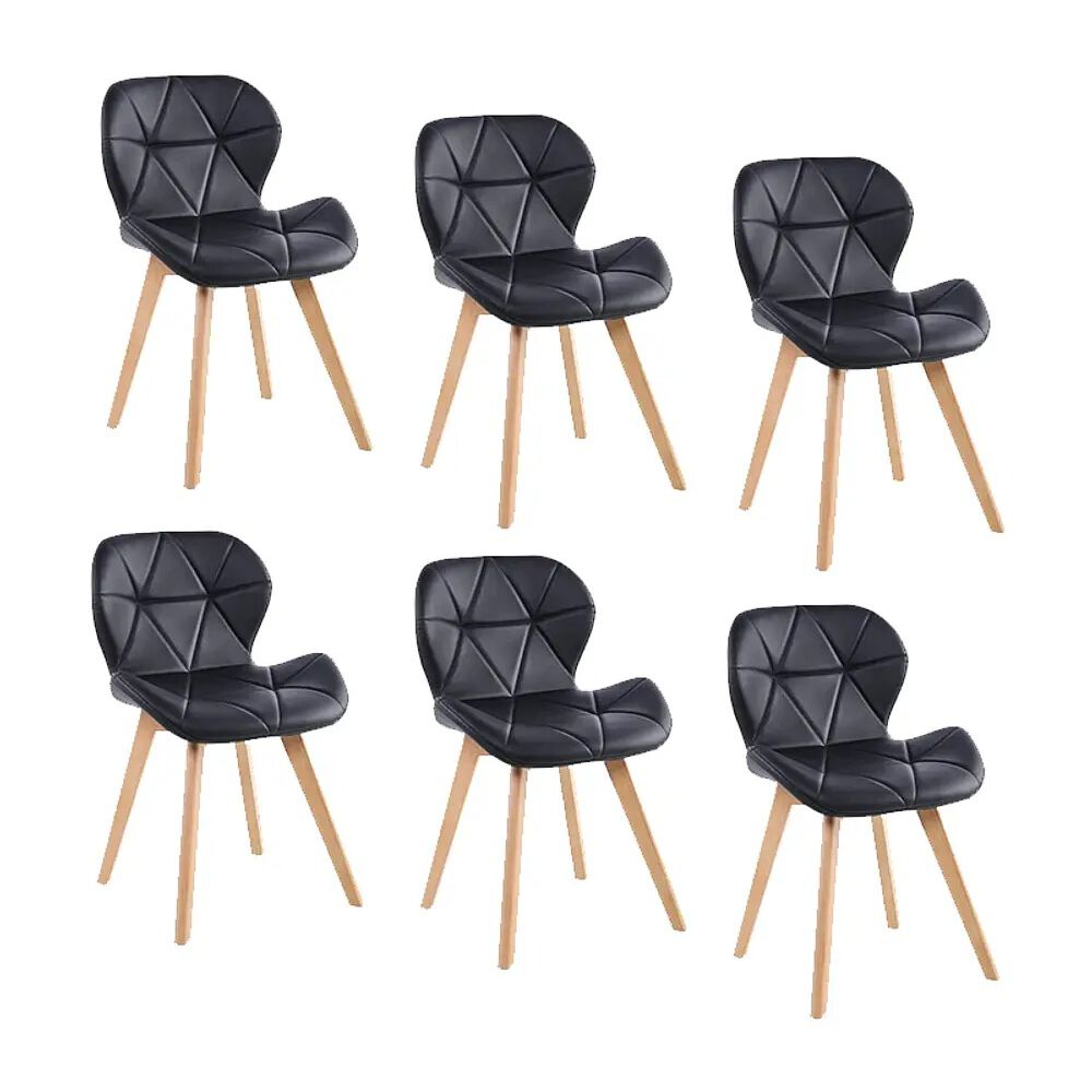 Juego De Comedor Madrid 140x80cms + 6 Sillas Mariposa Ecocuero Wood Negra image number 3.0