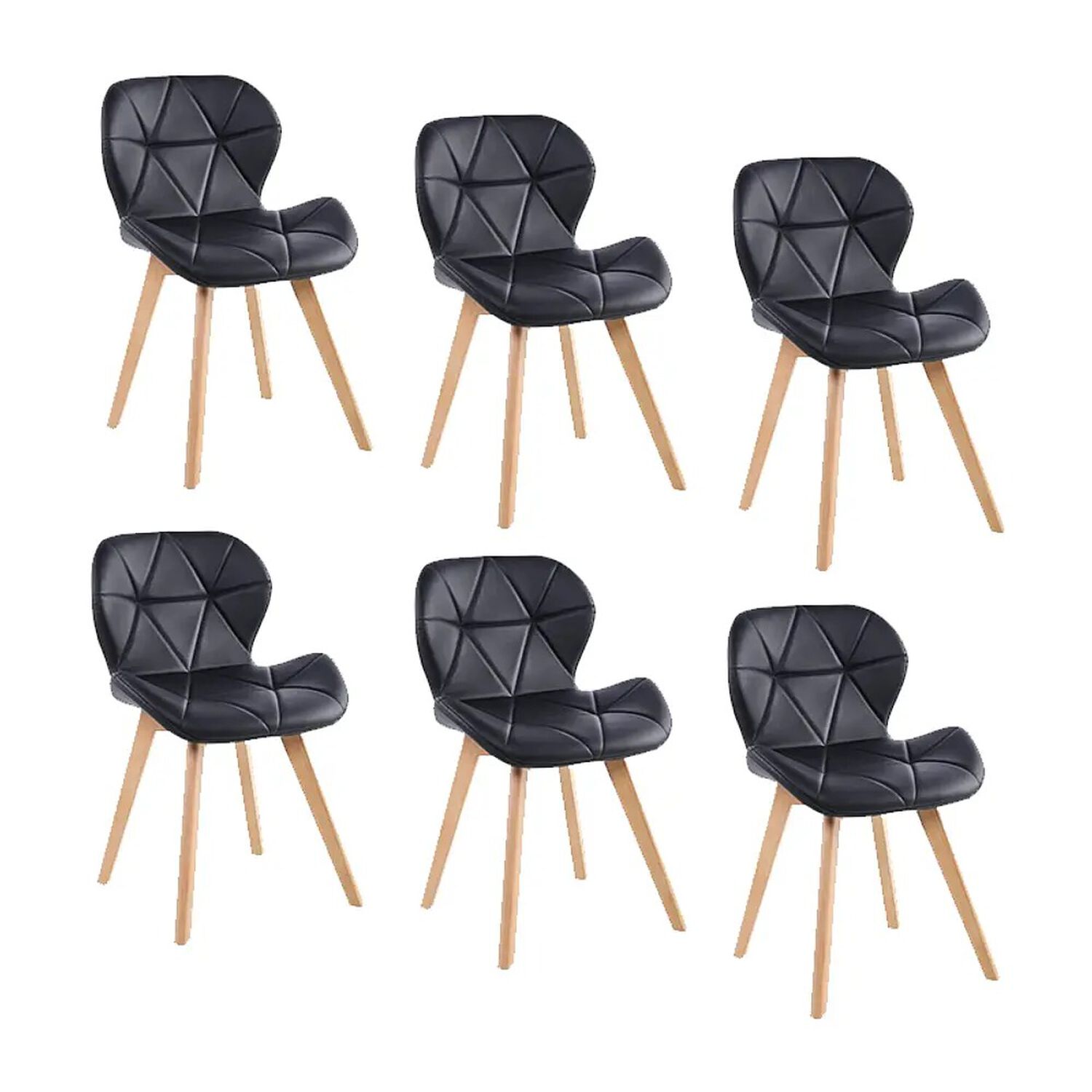 Juego De Comedor Madrid 140x80cms + 6 Sillas Mariposa Ecocuero Wood Negra image number 3.0
