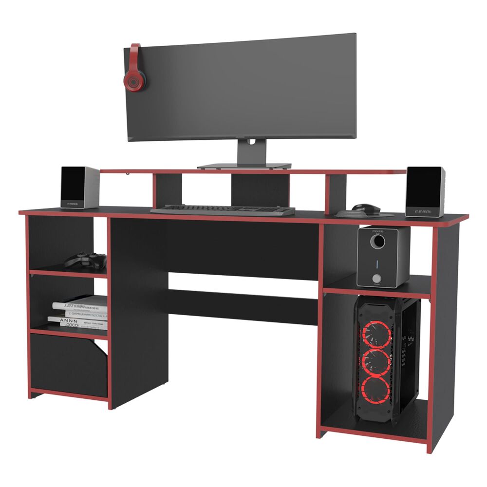 Escritorio Gamer 88,5x157,1x50 Cm Fm-045n Negro Y Rojo image number 1.0