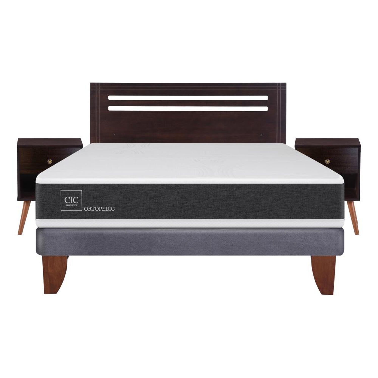 Cama Europea Cic Ortopedic / 2 Plazas / Base Normal + Set De Maderas image number 0.0