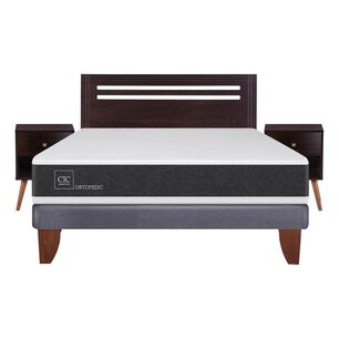Cama Europea Cic Ortopedic / 2 Plazas / Base Normal + Set De Maderas
