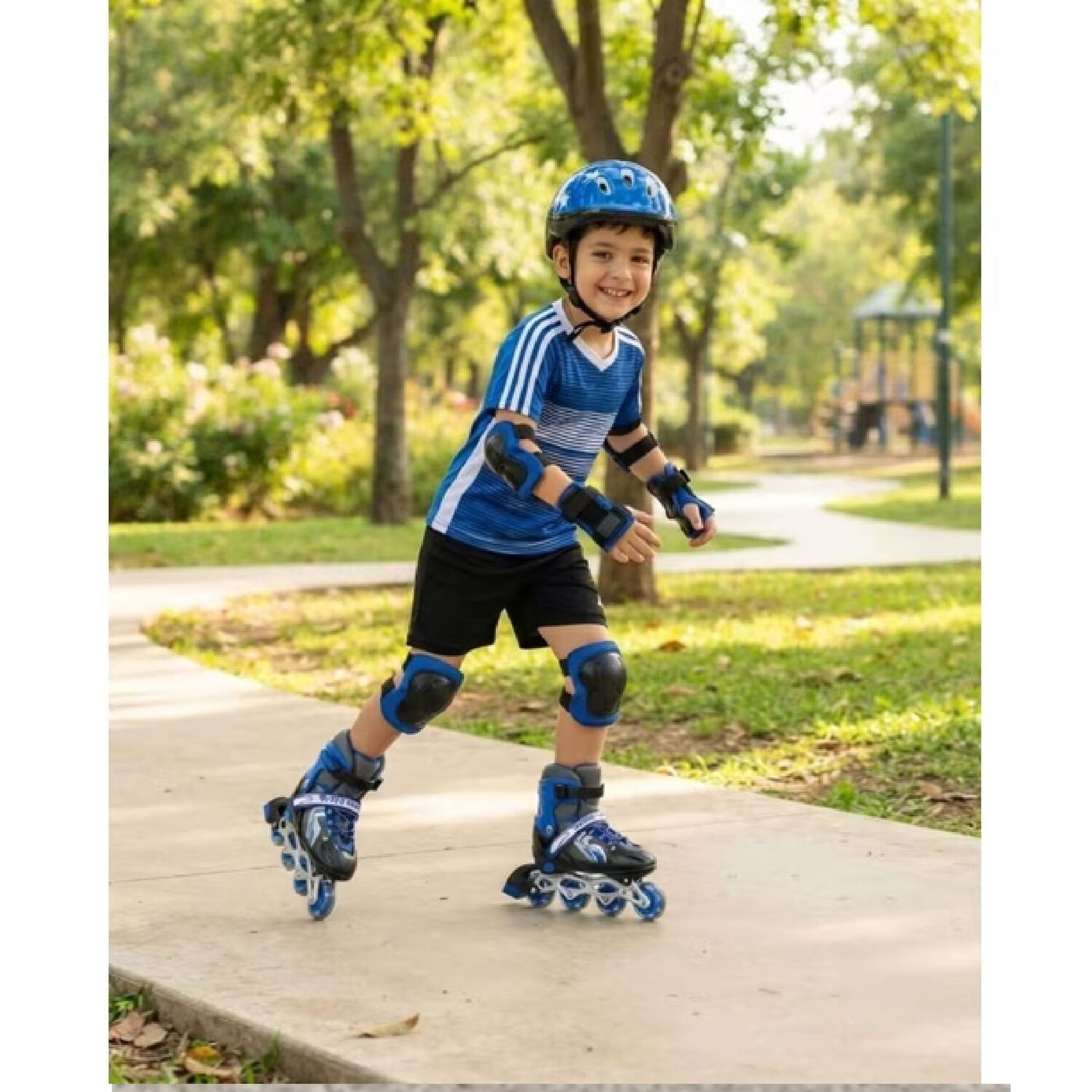 Set Patines Lineales Con Juego De Protecci&oacute;n Azul S (31-34). image number 2.0