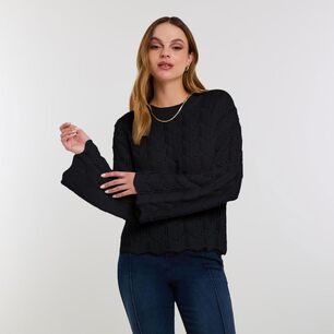 Sweater Calado Manga Larga Cuello Redondo Mujer Kimera