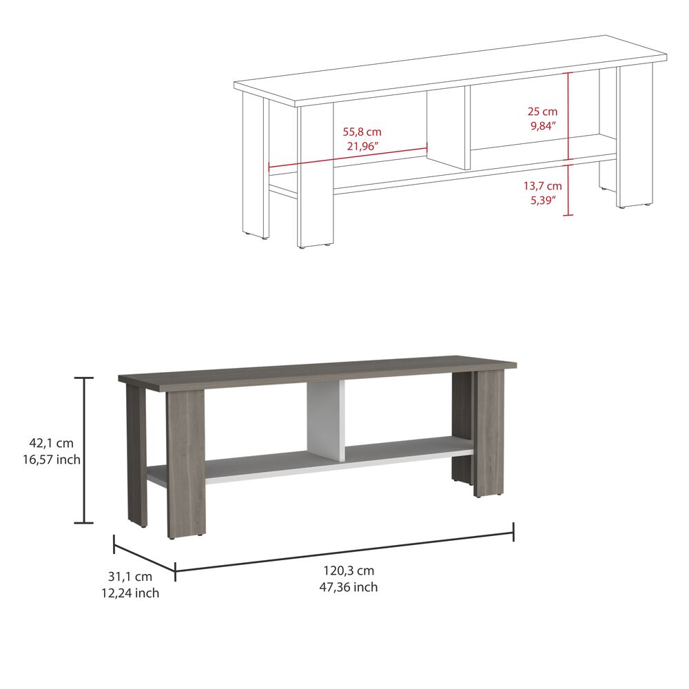 Rack Tv 50" Con 2 Repisas Fm-031b Beige Y Blanco image number 5.0