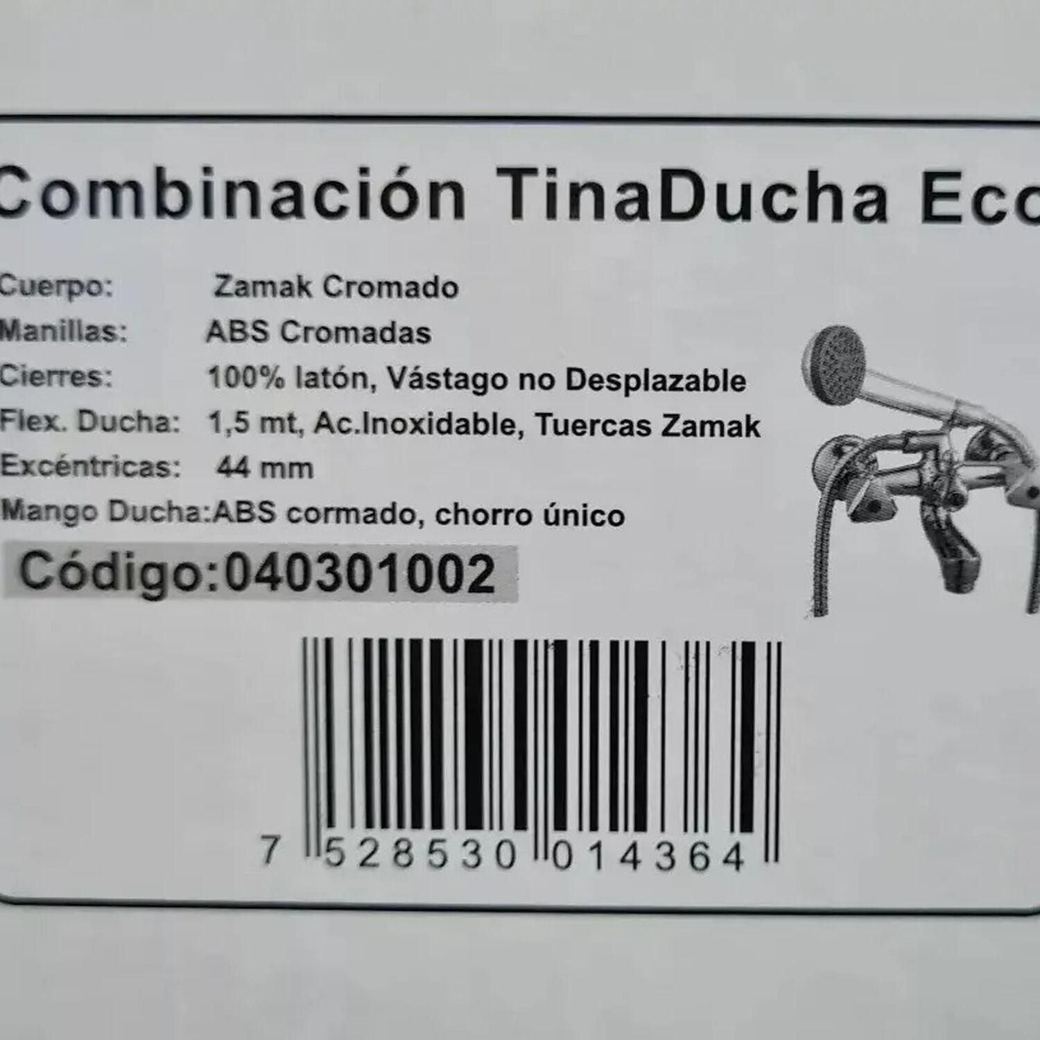 Combinaci&oacute;n Llave Grifo Tina Ducha Modelo Eco Marca Taumm image number 5.0