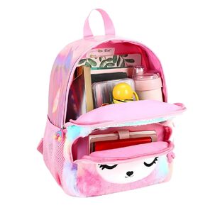 Mochila Escolar Unicornio Felpa Brillos Lentejuelas