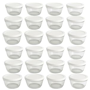 Set 24 Bowls Tazon Recipiente Redondo De Vidrio Con Tapa