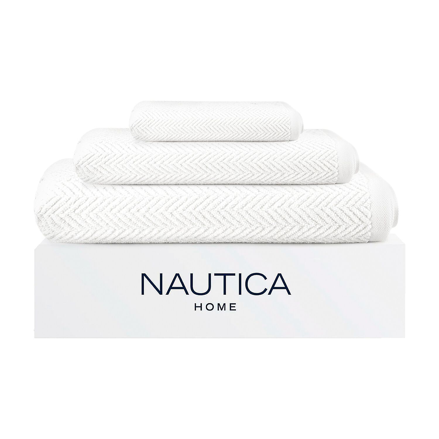 Set 3 Toallas Nautica Vis Cara+mano+cuerpo 100% Algod&oacute;n Alta Calidad Blanco image number 0.0