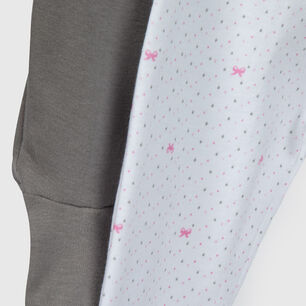Pack Pantalones Blanco Gris Cinta Rosa Algod&oacute;n Peruano