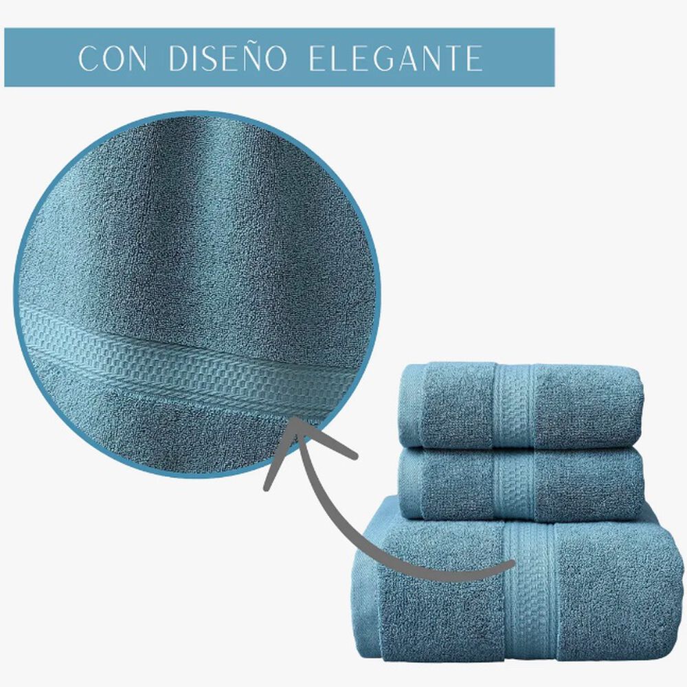 Pack 3 Toallas 100% Algodon Celeste image number 3.0