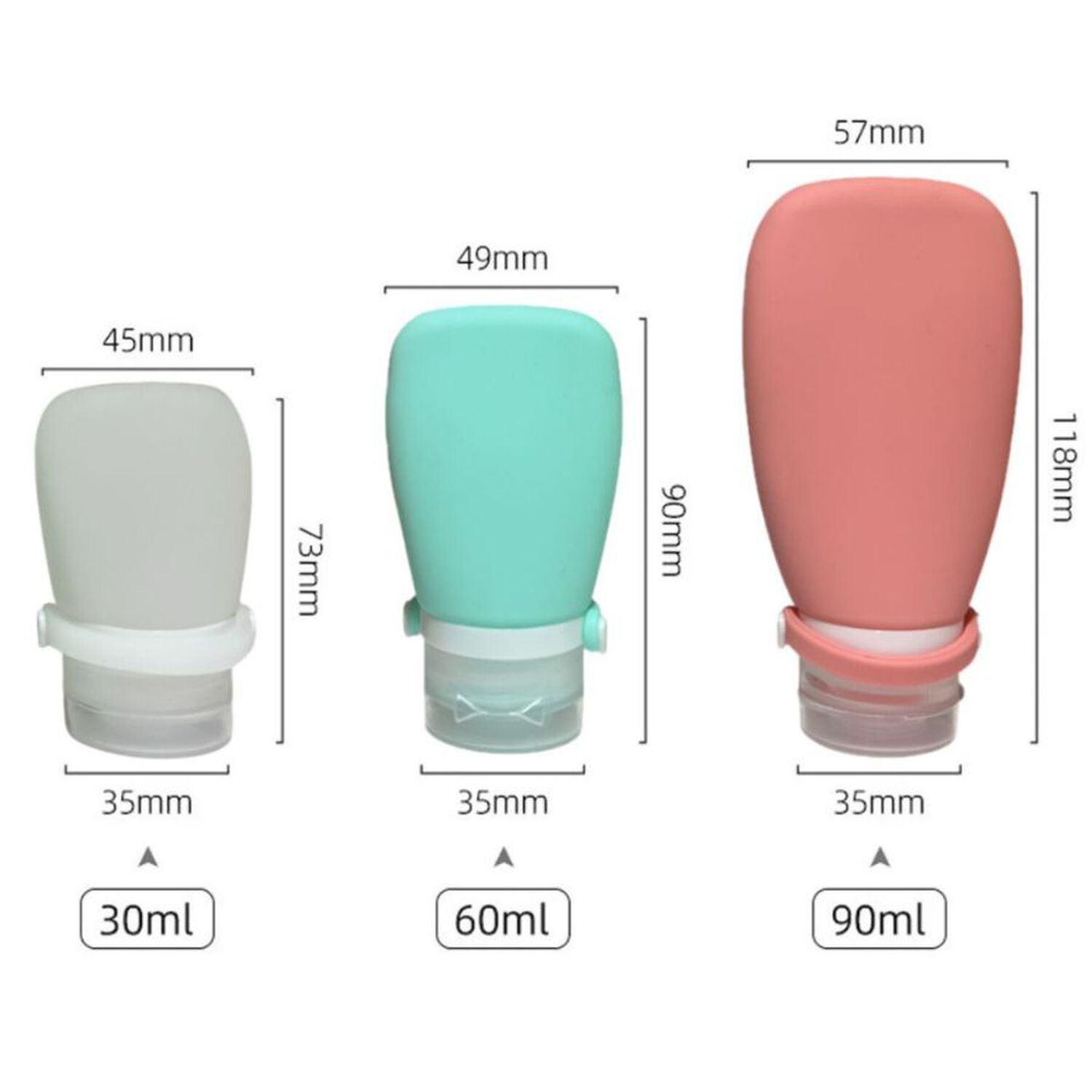 Set 3 Mini Botellas De Viaje Silicona Dispensador Crema image number 1.0