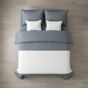 Set Piecera De Algod&oacute;n Con Pompones + 2 Cojines Decorativos