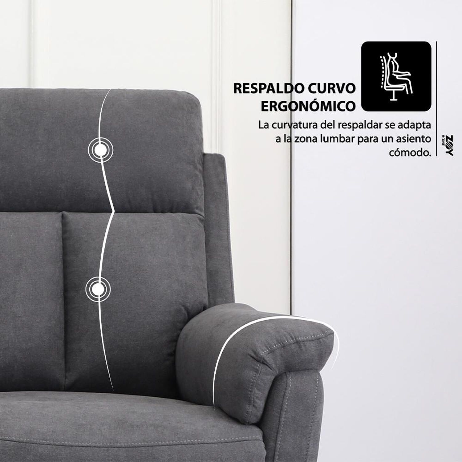 Sof&aacute;&nbsp;reclinable Zoy Home Beijing / 3 Cuerpos image number 3.0