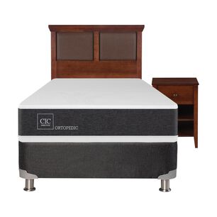 Box Spring Cic Ortopedic / 1.5 Plazas / Base Normal  + Set De Maderas