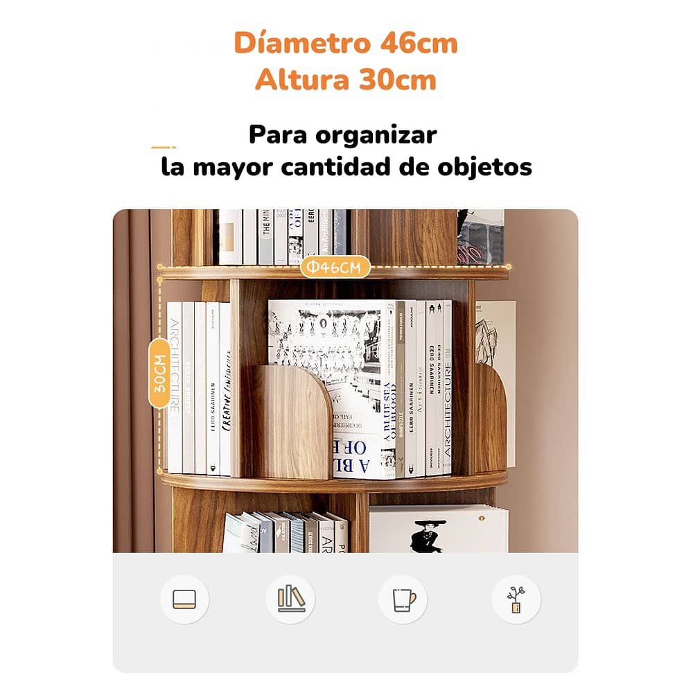 Biblioteca Giratoria 360 Librero Organizador Con Caj&oacute;n 173cm image number 7.0