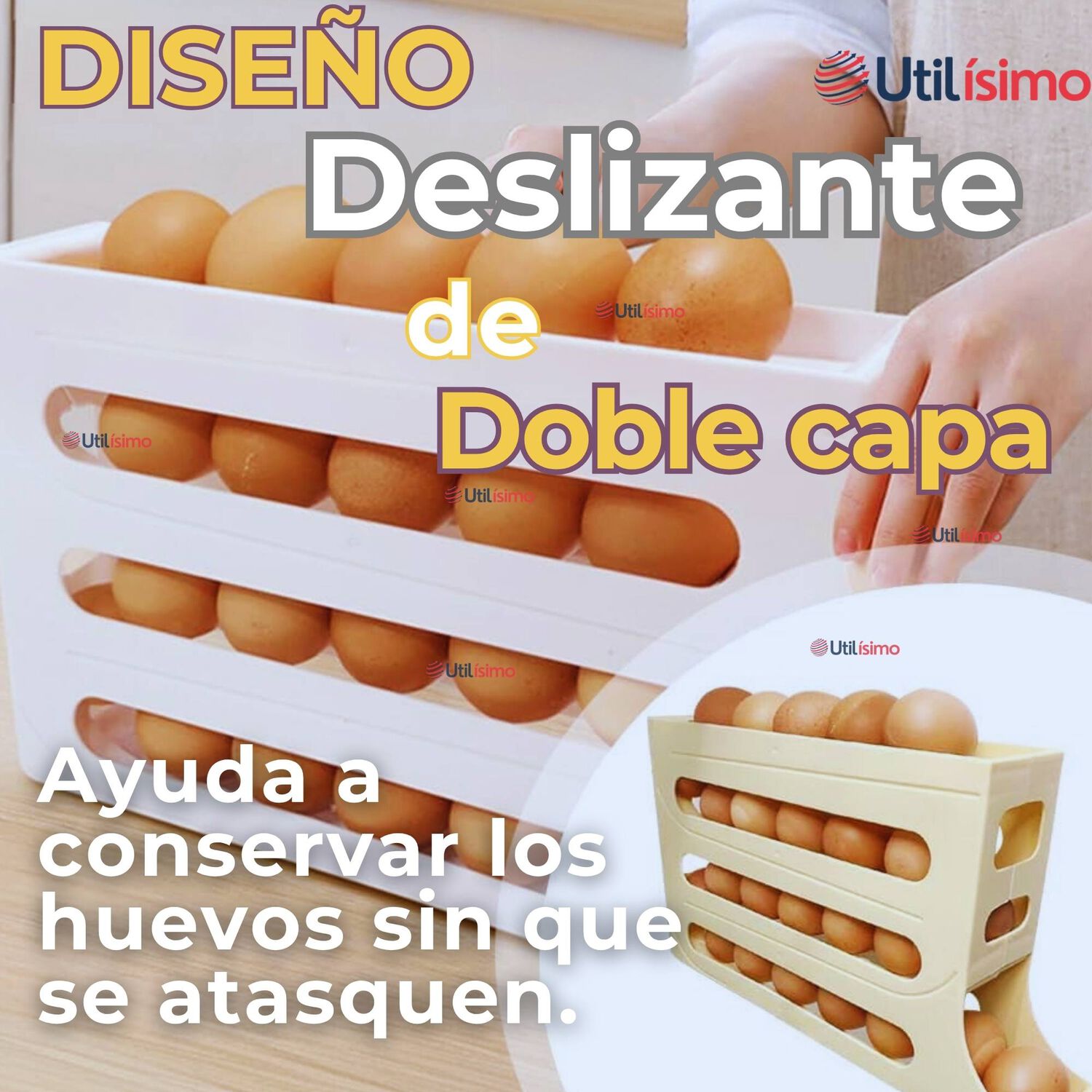 Organizador Dispensador De Huevos Para 30 Huevos Huevera 4 Niveles image number 5.0