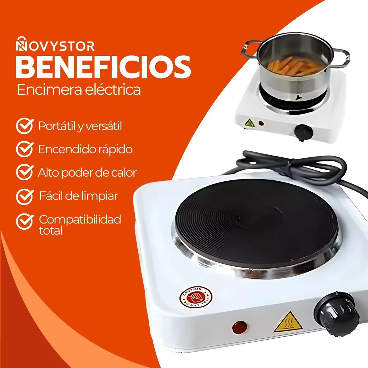 Cocinilla El&eacute;ctrica Port&aacute;til 1 Plato 155mm Acero Inox image number 3.0