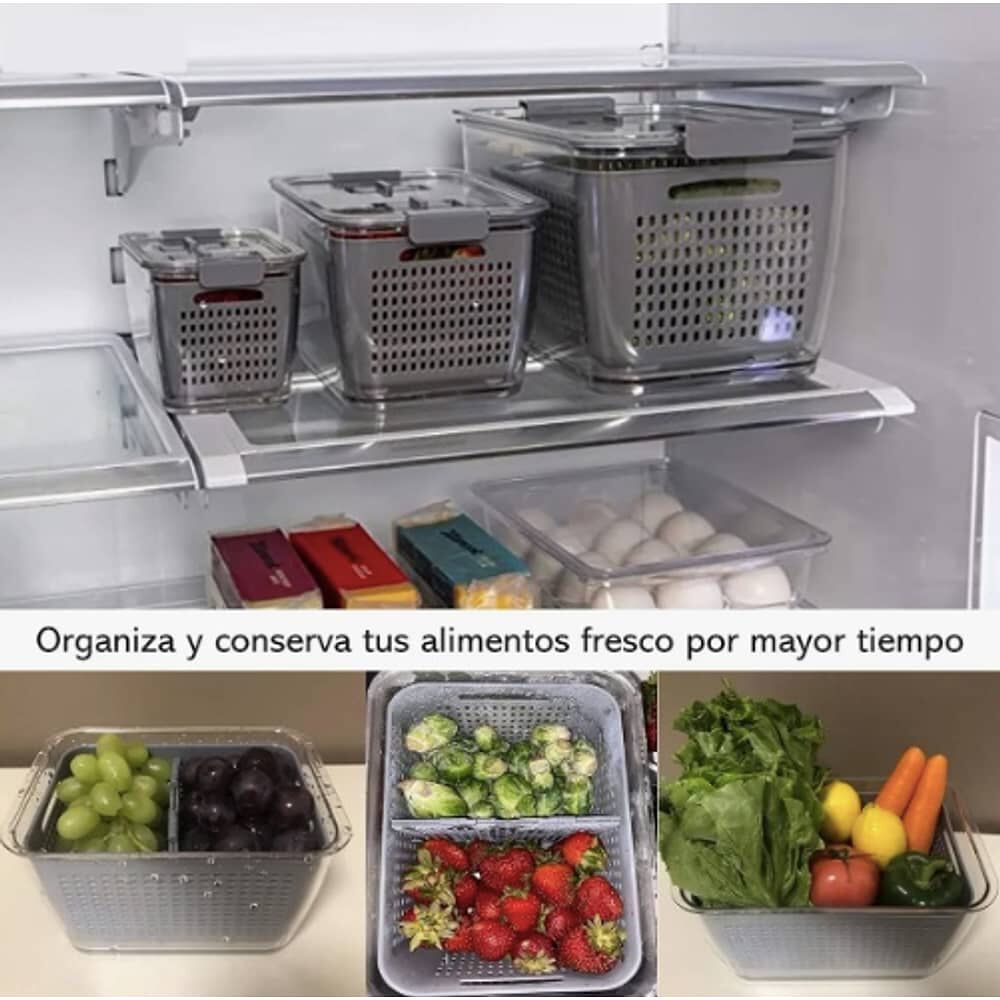 Organizador Refrigerador Cocina Set De 3 Contenedores Tapa image number 4.0