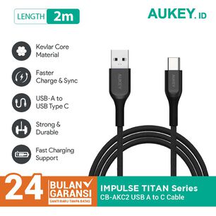 Aukey Cable Usb-a A Usb-c Kevlar 2m Carga R&aacute;pida 3.0 Negro - Cb-akc2